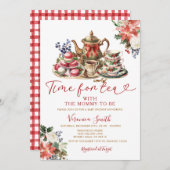 ママのためのクリスマス・タイム・フォー・ティー・ベイビー・シャワー 招待状 (正面/裏面)