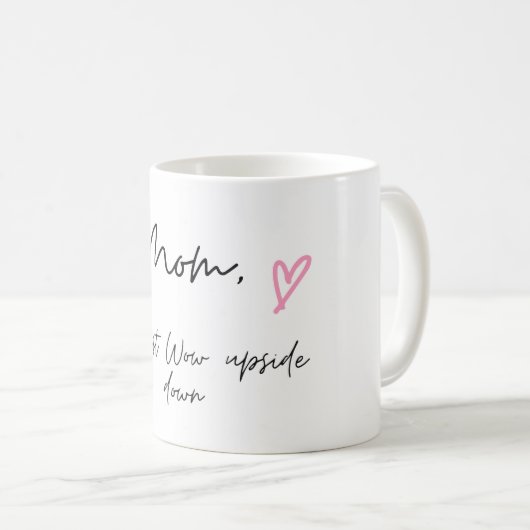 ママのためのコーヒーマグ、ママはちょうど上下逆にwow コーヒーマグカップ (正面右)