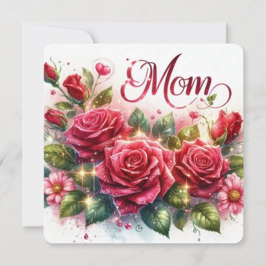 ママのためのスパークリング レッド ローズ シーズンカード (正面)