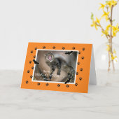 ママのためのハロウィーンscaredy猫こうもりカード カード (黄色い花)