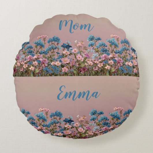 ママのためのビンテージ スプリング フローラル ガーデン ラウンドクッション (正面)