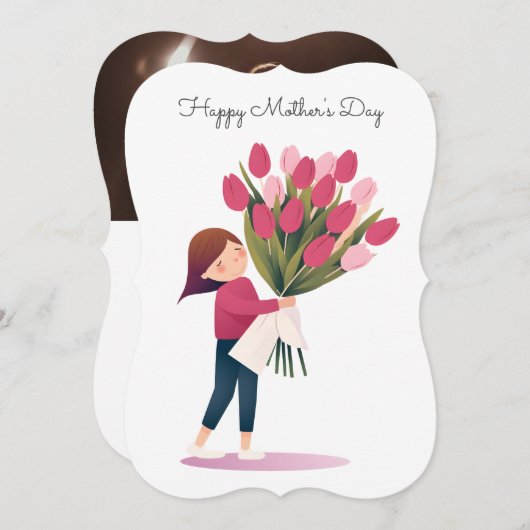 ママのためのピンクのチューリップ |母の日 シーズンカード (正面/裏面)