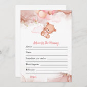 ママのためのピンクボホベアベビーシャワーゲームアドバイス 招待状 (正面/裏面)