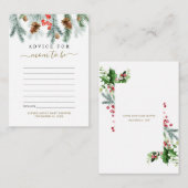 ママのための冬のグリーンアドバイス ベイビーシャワー エンクロージャーカード (正面/裏面)