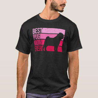 ママのための可愛いパグアート 女性向けパグ犬グッズ ペットグッズ パグ パピー Tシャツ