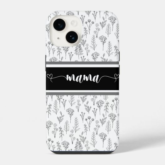 ママのための白黒のIphoneケース iPhoneケース (裏面)