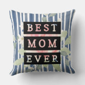 ママのための素敵な記念品lかわいいフローラとストライプ クッション (裏面)