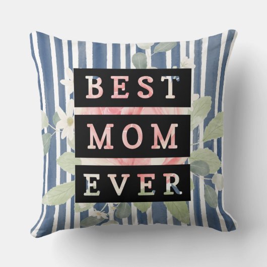 ママのための素敵な記念品lかわいいフローラとストライプ クッション (裏面)
