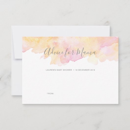 ママのためのCardsピンクの水彩画のベビーシャワーのアドバイス 招待状 (正面)