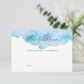 ママのためのCards青い水彩画のベビーシャワーのアドバイス 招待状 (スタンド正面)