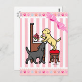 ママのイエロー・ラブラドール・レトリーバーとブラック・ラボ ポストカード (正面/裏面)