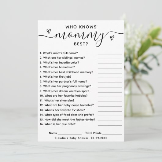 ママのカードを知っている赤ちゃんシャワーゲ最高のーム 招待状 (スタンド正面)