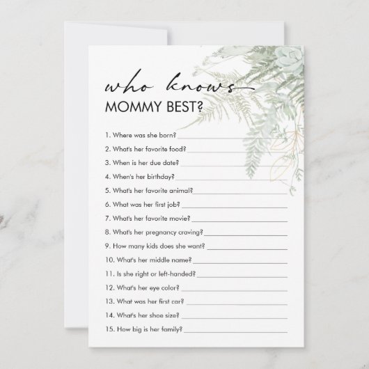 ママのカードを知る緑の赤ん最高のだシャワー 招待状 (正面)