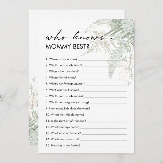 ママのカードを知る緑の赤ん最高のだシャワー 招待状 (正面/裏面)