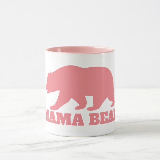 ママのクマのシルエットコーヒーマグとピンクの柄 マグカップ (中央)