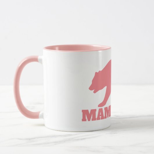 ママのクマのシルエットコーヒーマグとピンクの柄 マグカップ (左)