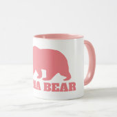 ママのクマのシルエットコーヒーマグとピンクの柄 マグカップ (正面右)