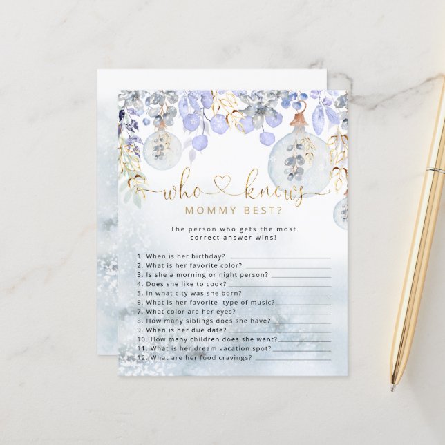 ママのゲームを知っているクリスマスブルー最高のバブル (正面/裏面インサイチュ)