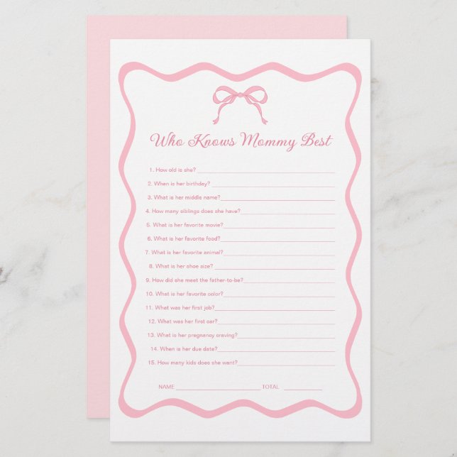 ママのゲームを知っているコケットの赤ちゃん最高ののシャワーを弓 (正面/裏面)