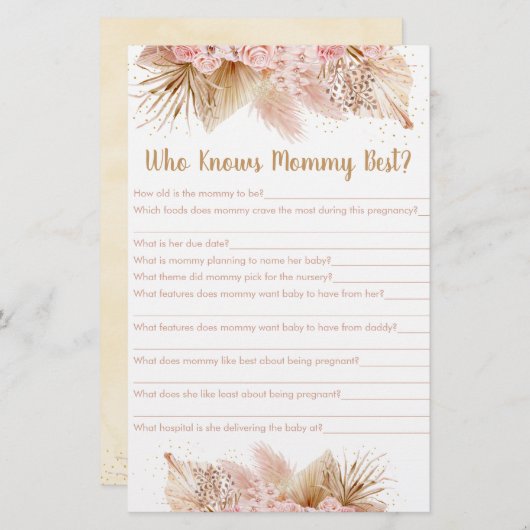 ママのゲームを知っているパンパスグラスのピンクの最高のフローラ (正面/裏面)