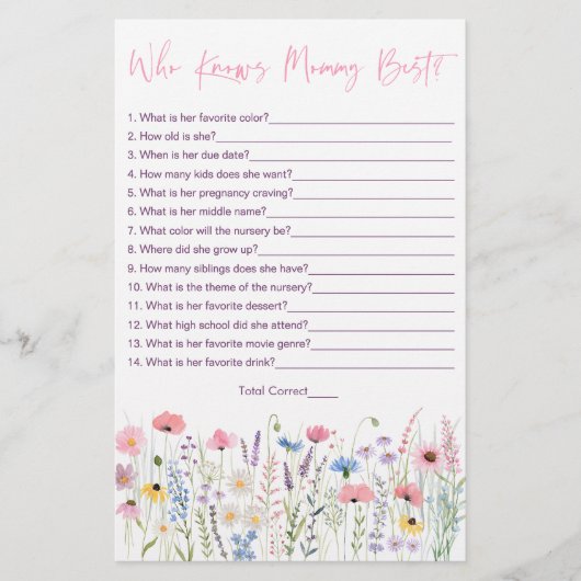 ママのゲームを知っているピンクの牧草地の最高の野花 (正面)