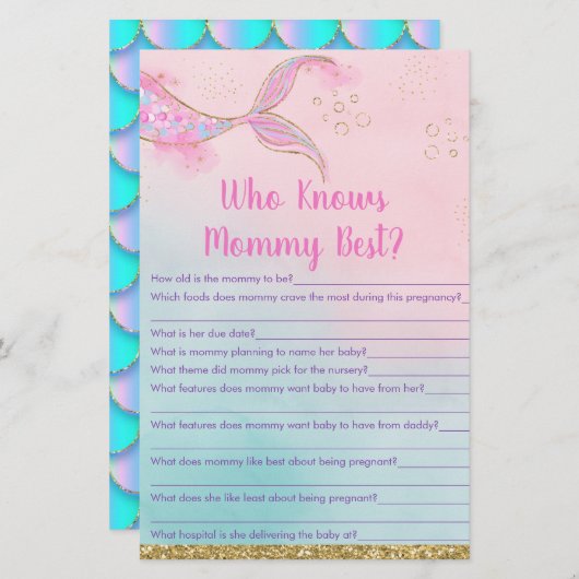 ママのゲームを知っているマーメイドピンク最高の金ゴールド (正面/裏面)