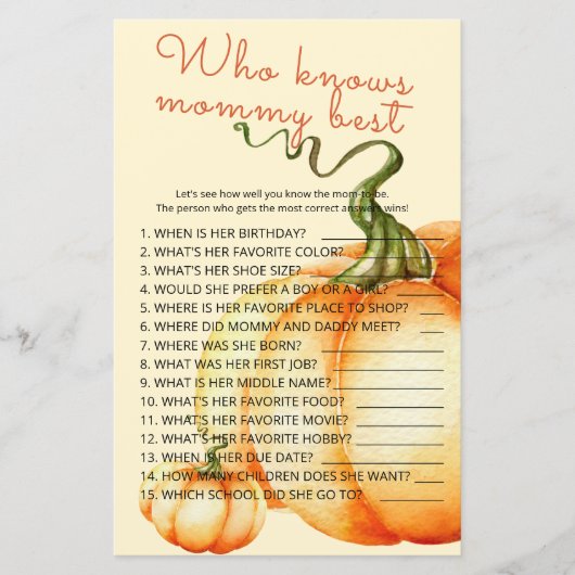 ママのゲームを知っているリトル最高のパンプキン (正面)