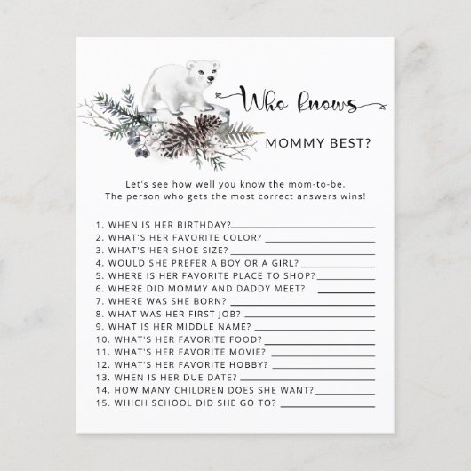 ママのゲームを知っている冬の赤ん最高のだシャワー (正面)