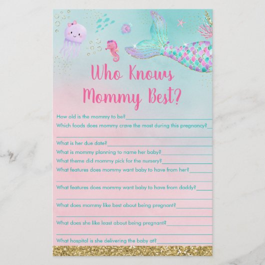 ママのゲームを知っている海の下の人魚最高のの娘 (正面)