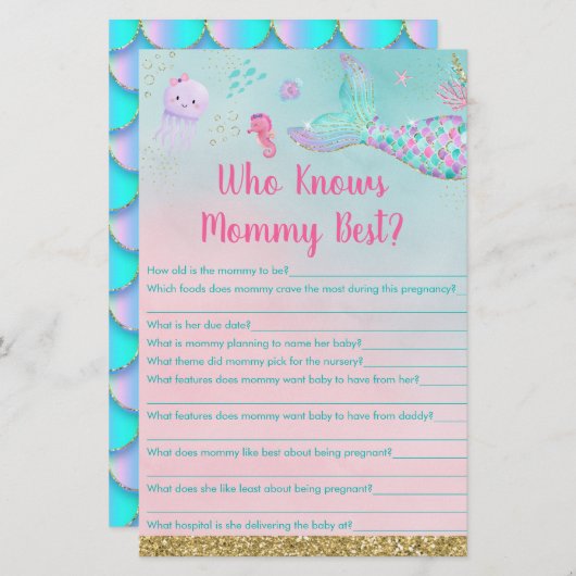 ママのゲームを知っている海の下の人魚最高のの娘 (正面/裏面)