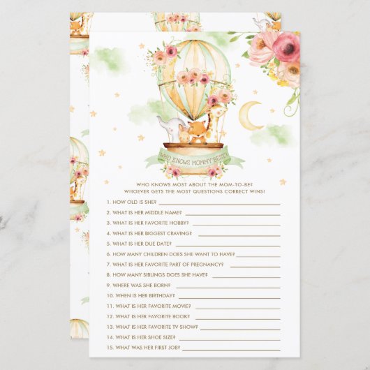 ママのゲームを知っている熱気球最高のの動物 (正面/裏面)