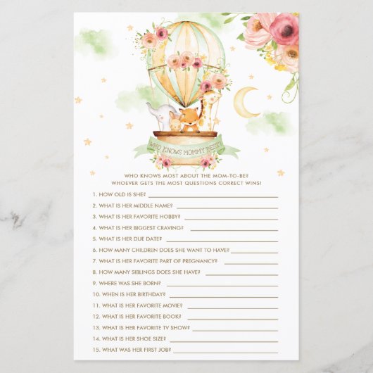 ママのゲームを知っている熱気球最高のの動物 (正面)