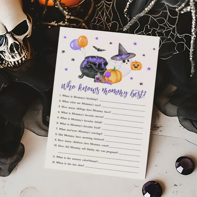 ママのゲームを知っている紫色の小さなブー最高の幽霊 (Ghost Halloween Baby Shower Who knows Mommy Best Game )