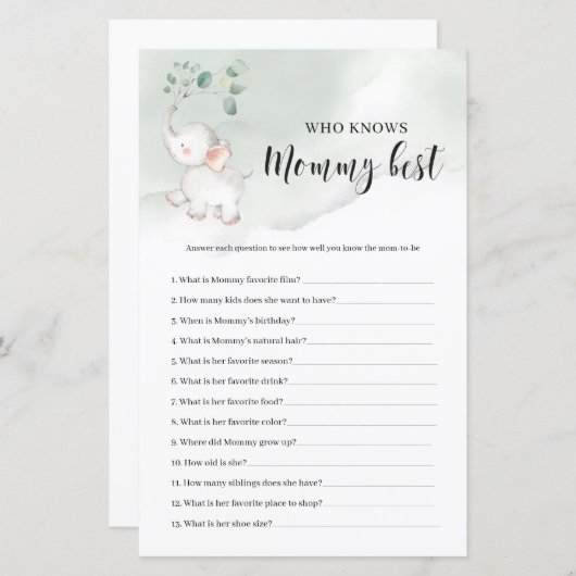 ママのゲームを知っている象の最高の緑草 (正面/裏面)