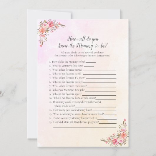 ママのゲームを知っている象の赤ん最高のだシャワー 招待状 (正面)