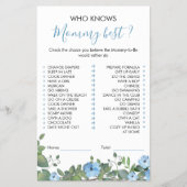 ママのゲームを知っている青いフローラの赤ん最高のだシャワー チラシ (正面)