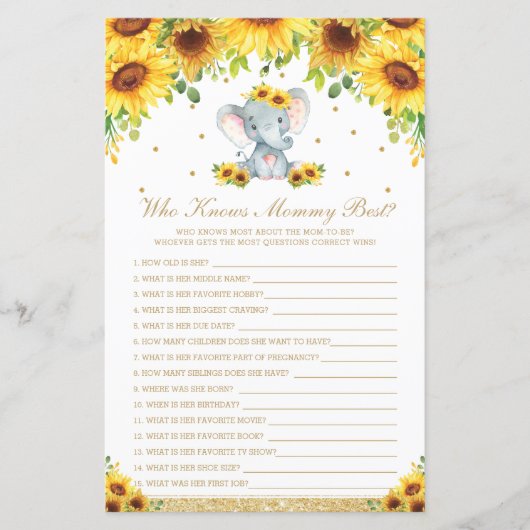 ママのゲームを知るシックなヒマワリ最高のウ象 (正面)