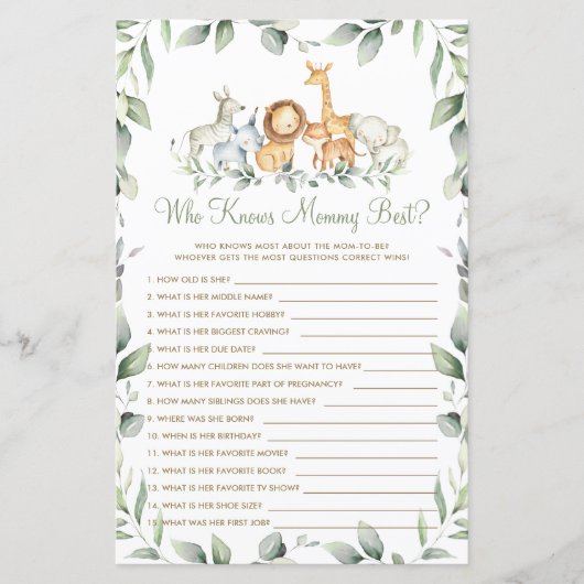 ママのゲームを知るジャングルの動物の最高の生活 (正面)