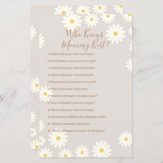 ママのゲームを知るボヘミアン白最高のデイジー (正面/裏面)