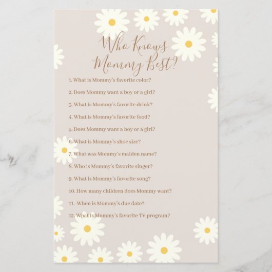 ママのゲームを知るボヘミアン白最高のデイジー (正面)