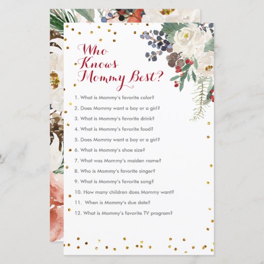 ママのゲームを知る冬のクリスマス最高のフローラ (正面/裏面)