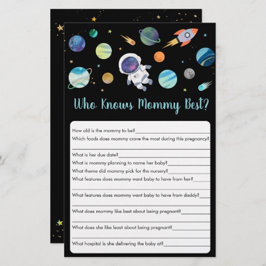 ママのゲームを知る宇宙飛行士最高の宇宙 (正面/裏面)