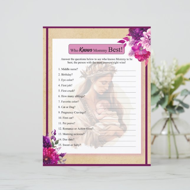 ママのゲームを知る紫ボホ赤ちゃんシャワー (スタンド正面)