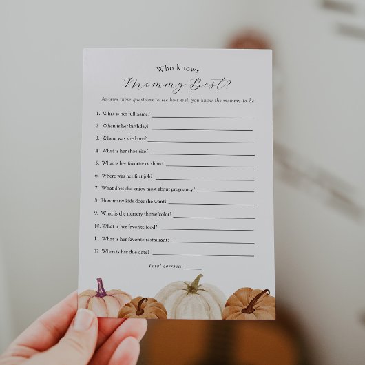 ママのゲームカードを知っているカボチャ 招待状