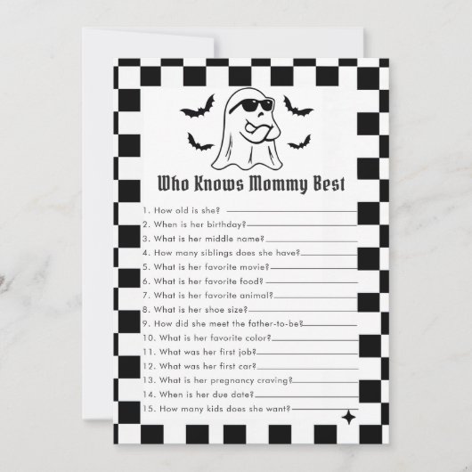 ママのゲームカードを知っている最高の面白いハロウィン 招待状 (正面)