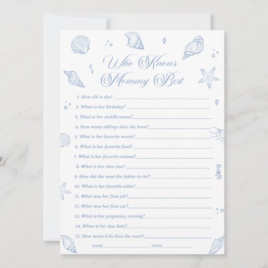ママのゲームカードを知っている沿岸最高のの赤ちゃんシャワー 招待状 (正面)