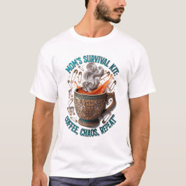 ママのサバイバルキットTシャツ | コーヒー カオス リピート ジョーク Tシャツ