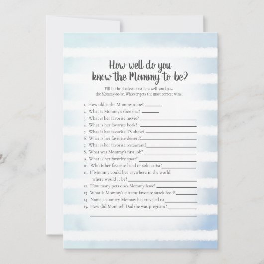 ママのシャワーを知っているタン最高のバニー青 招待状 (正面)