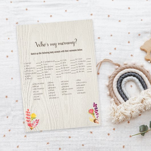 ママのシャワーゲームの秋の森の動物 招待状