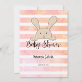 ママのシャワーゲームを知っているタン最高のバニーのサンゴ 招待状 (裏面)